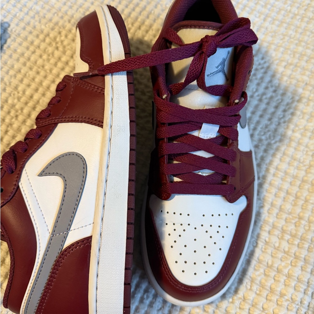 Nike wine red and White Low-Top Sneakers; Air Jordan size 8